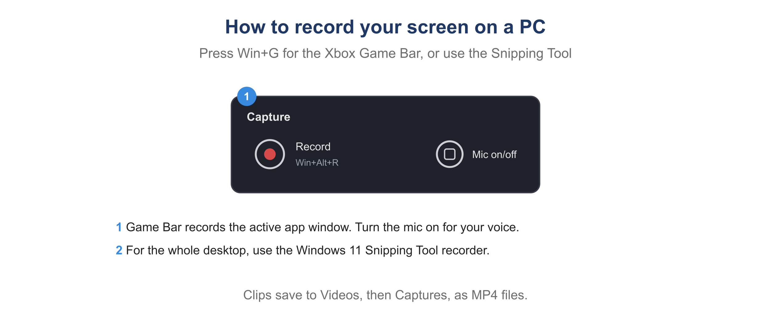 The Xbox Game Bar Capture panel on Windows.