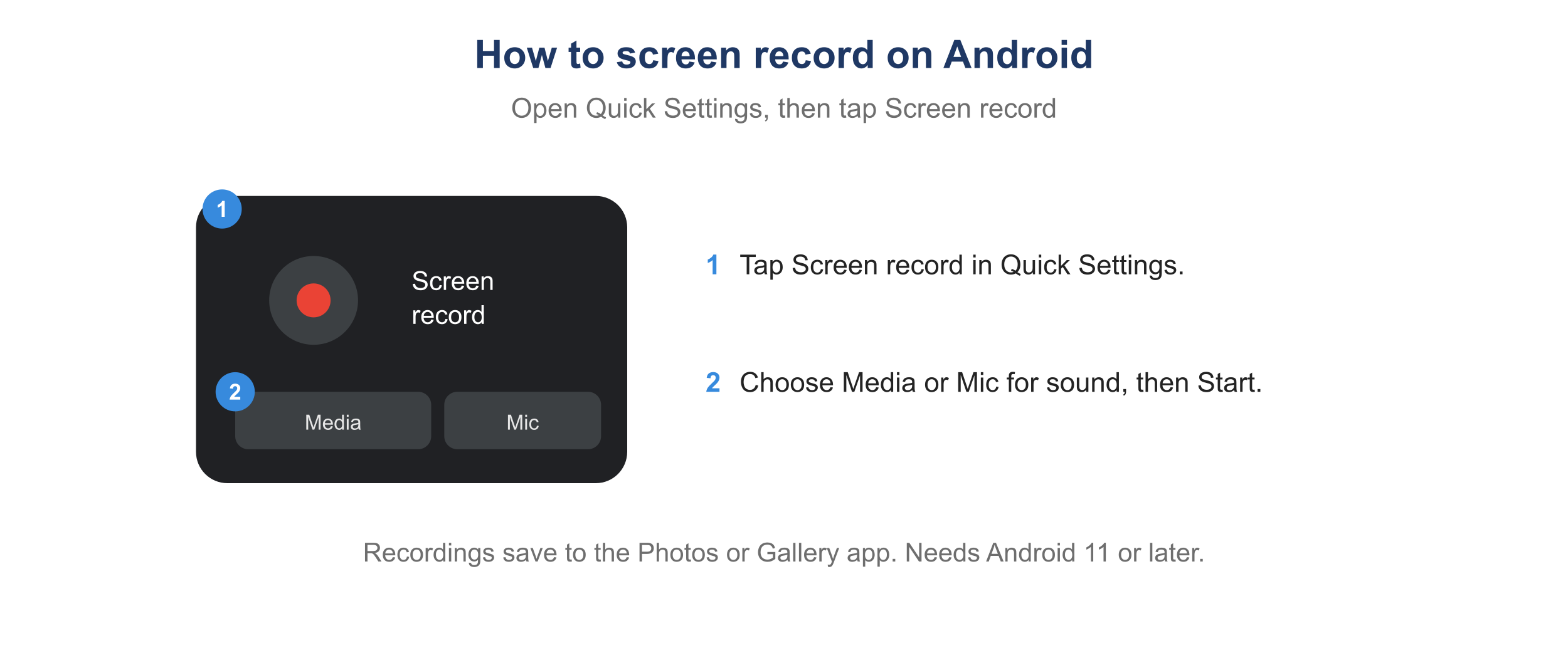 The Android Screen record tile in Quick Settings.