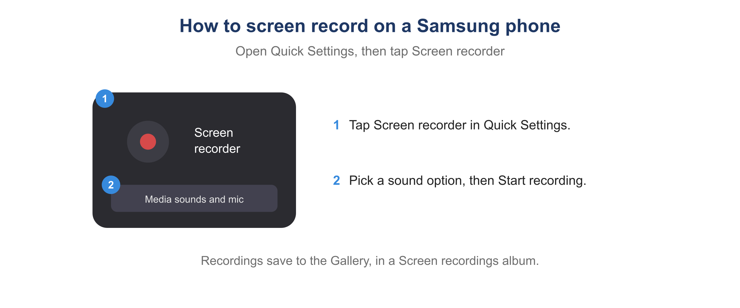 The Samsung Screen recorder tile in Quick Settings.